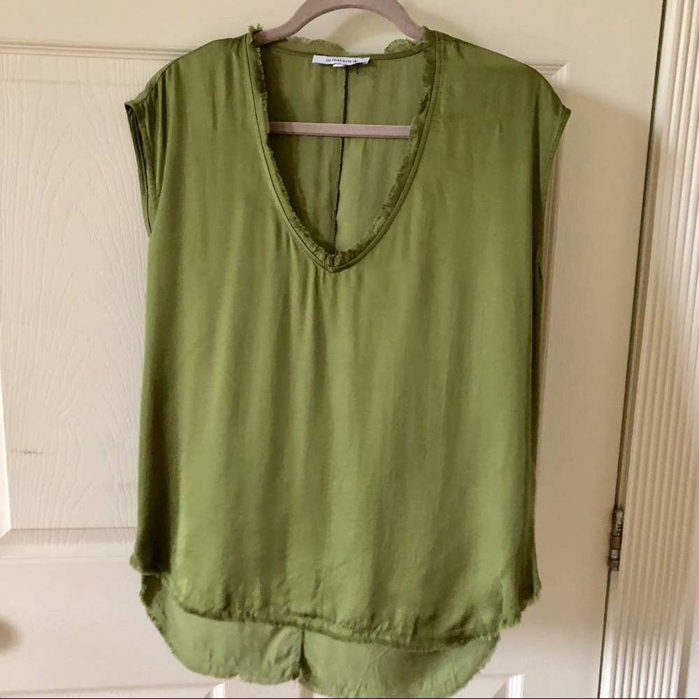 medium olive satin tank